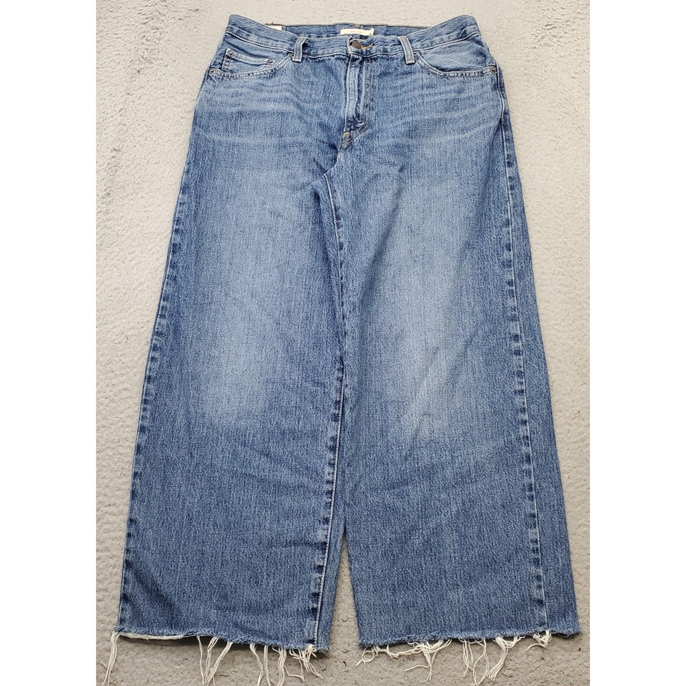 Levi's Premium Baggy Dad Jeans Womens 29 Blue Denim Red Tab Wide Leg Frayed Hem